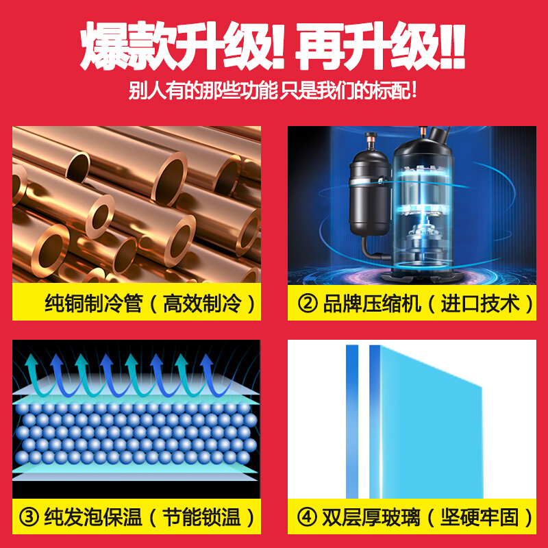 飞天鼠(FTIANSHU) 麻辣烫展示柜 点菜柜冷柜冰柜 冷藏柜冷冻展示柜 水果蔬菜保鲜柜 商用立式冰柜 1.2米双压