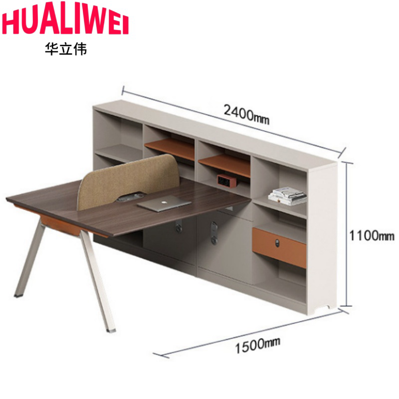 华立伟屏风办公桌六人位张高清大图