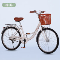 轻便自行车男女通用学生上班通勤单车oE 象牙白【标配】充气胎 26寸适合身高165-180mm
