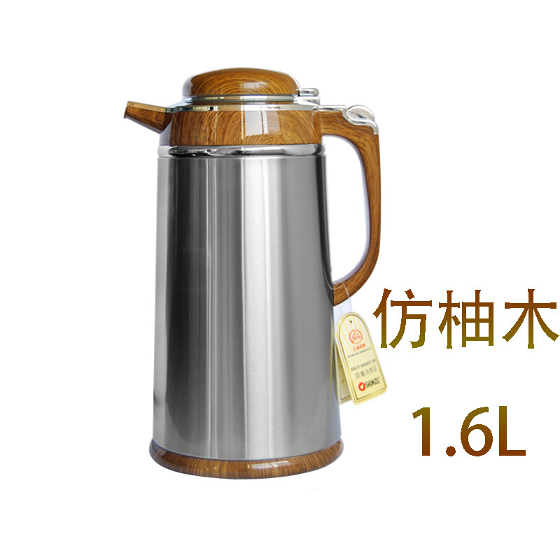 [精选]清水(SHIMIZU) 热水瓶 家用咖啡壶 不锈钢办公水壶暖壶玻璃内胆4192 仿柚木 1.9L