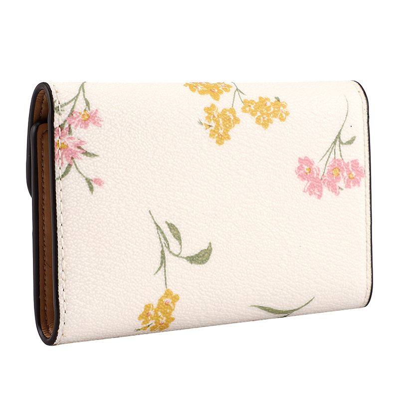 COACH 蔻驰 奢侈品 欧美时尚米白色皮革钥匙包短款女士钱包