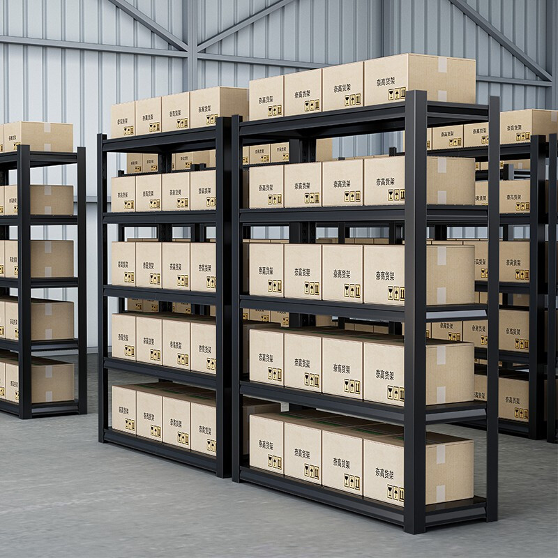 绵冠MINAGUAN货架仓储仓库家用厨房收纳置物架超市展示架多层储物架每层200KG承重黑色加厚五层高清大图