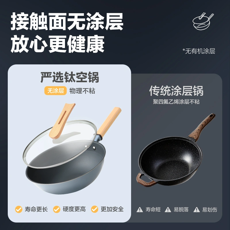 网易严选 新科技含钛家用无涂层不粘炒锅 钛空蓝第一代 直径30cm高清大图
