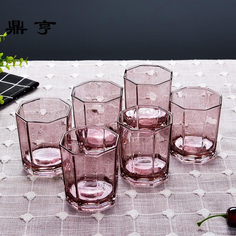鼎亨铅耐热玻璃杯子透明茶杯套装家用简约水杯直身杯居家果汁杯6
