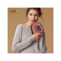 新款chala钱包短款女花蝴蝶折叠式钱包女个性复古欧美时尚短款
