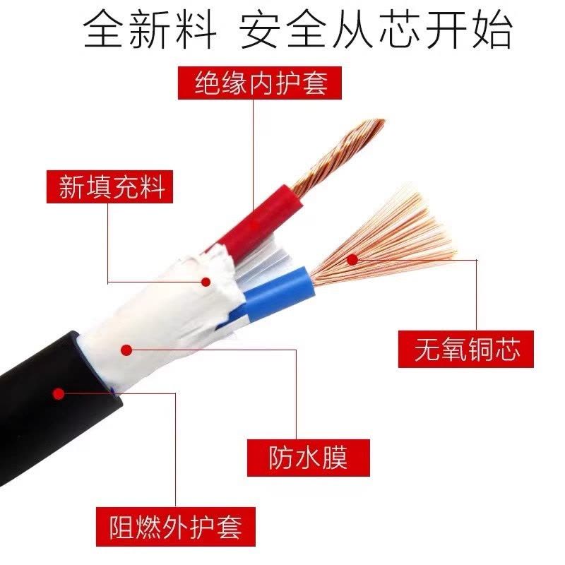 海岸线电线国标纯铜3芯4平方护套线平方电源护套线防水控制电缆图片