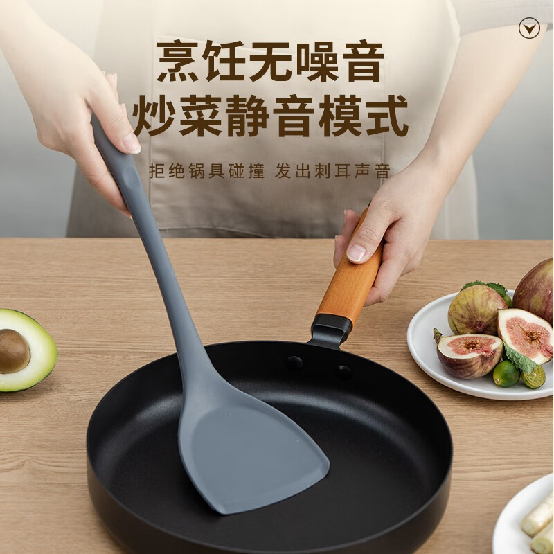 申魔食品级硅胶耐高温炒菜锅铲勺子不粘护锅铲炒锅煎锅平底锅炒菜铲勺勺铲2件套SC22K08高清大图