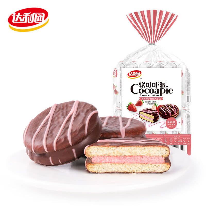 达利园软可可派夹心蛋糕夜宵充饥糕点草莓味260g图片