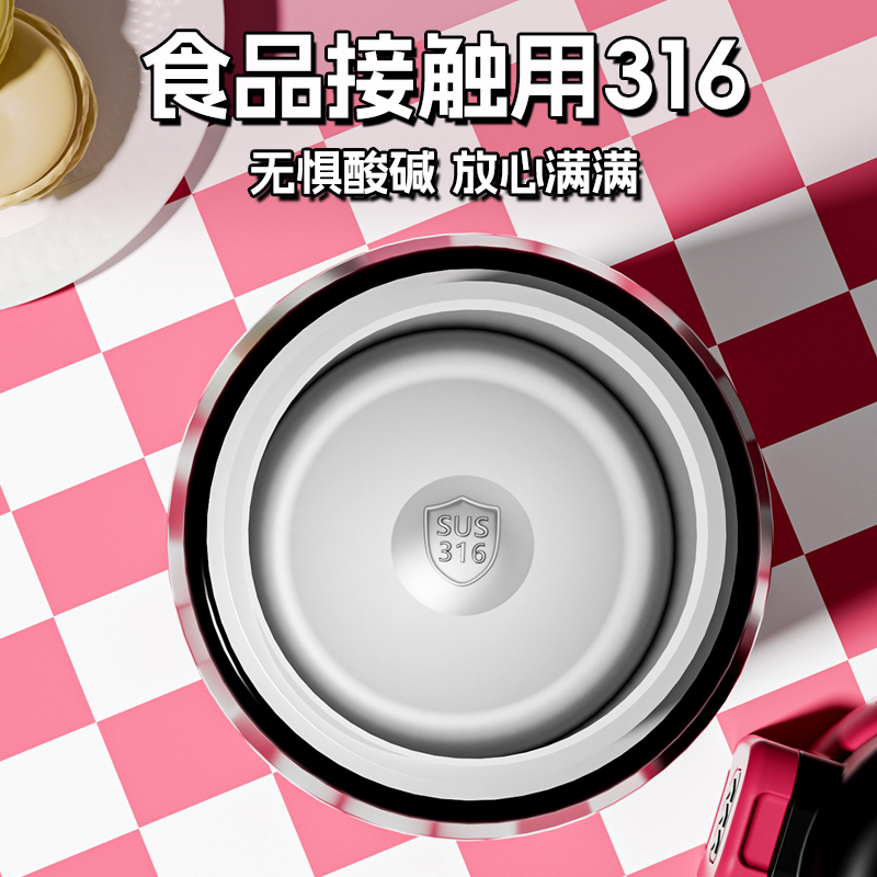 网红保温杯耐高温316防摔校园男女学生水杯外出家居便携吸管杯子