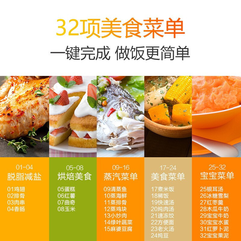 美的变频微波炉电蒸箱32lx7321b微电脑式平板加热烧烤功能预约功能