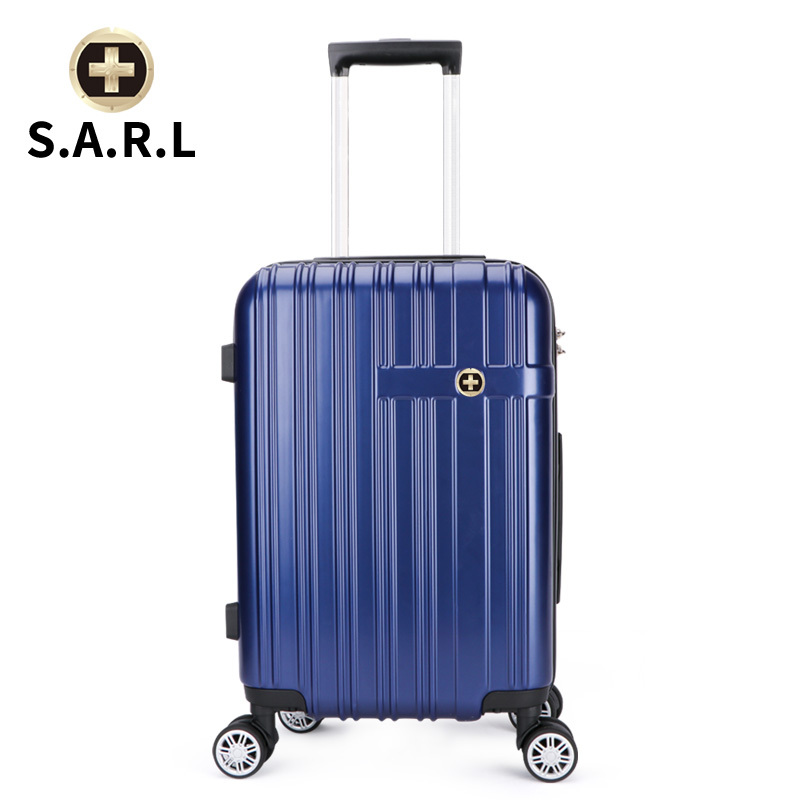 S.A.R.L瑞士拉杆箱 可放15.6英寸 手提电脑包拉链静音万向轮旅行箱 男女密码锁箱PC+ABS 蓝色20寸