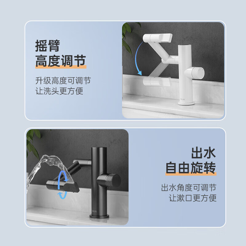 欧琳（OULIN）欧琳面盆水龙头卫生间洗脸盆智能数显冷热洗手池万向旋转水龙头T9 9503H-枪灰色高清大图