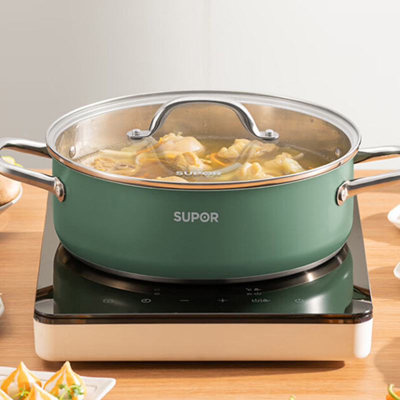 苏泊尔火锅28cm复底燃气电磁炉304不锈钢ET28AAS04-G高清大图