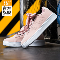 361°女士鞋运动板鞋樱花粉色蝴蝶结休闲鞋子361°厚底小白鞋
