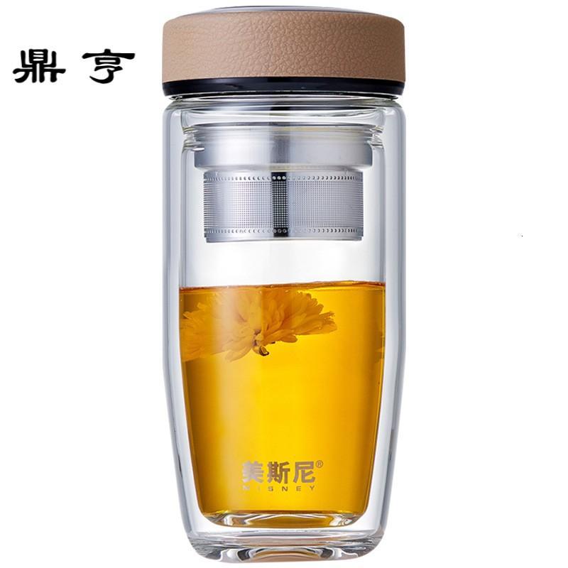 鼎亨双层玻璃杯泡茶杯便携水杯随手杯加厚耐热男士车载过滤茶杯