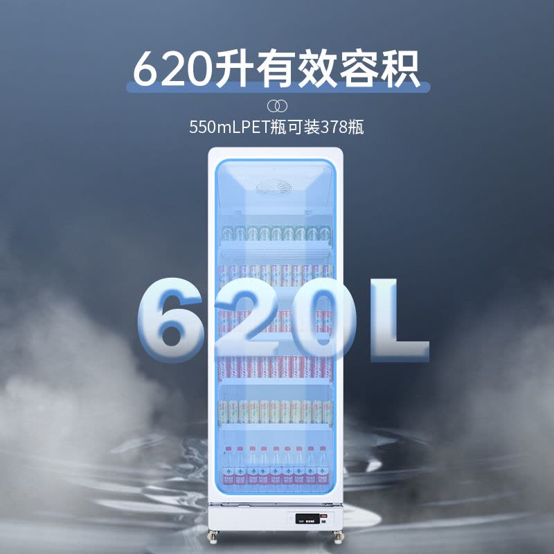 澳柯玛(AUCMA)SC-620高端风冷展示柜冷藏保鲜饮料柜商用冰箱超市啤酒单门冰柜图片