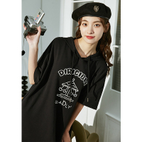 唐狮显瘦连衣裙女夏季新款女装小个子裙子黑色连帽卫衣裙女春装s