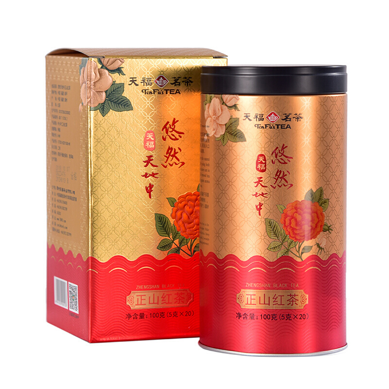 [礼品]天福茗茶 悠然天地中正山红茶 武夷红茶茶叶罐装100克