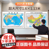 【北斗】2025年含杆约1.6×1.13米高清中国地图世界地图 双面覆膜无拼接加厚铜版纸 学习商务办公室教室家用墙贴装饰
