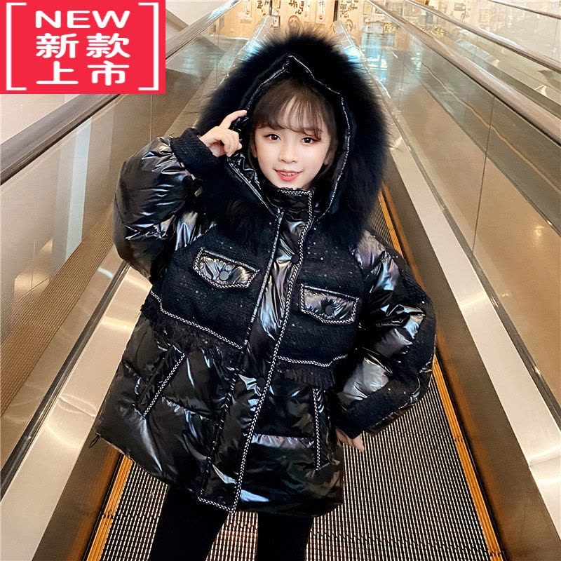 可莉允女童棉服2022年冬季新款韩版中大童冬装亮皮免洗羽绒棉衣加厚棉袄图片
