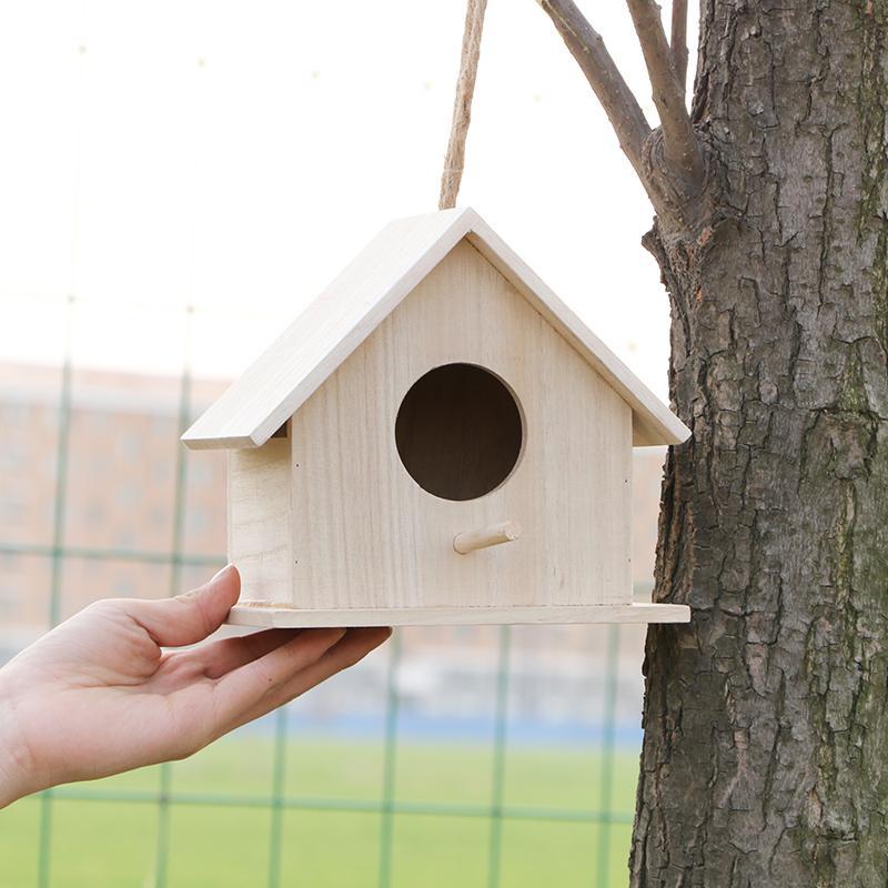 鸟窝鹦鹉繁殖箱户外鸟窝鸟笼牡丹虎皮鹦鹉窝保暖木制鸟巢房子迷你款