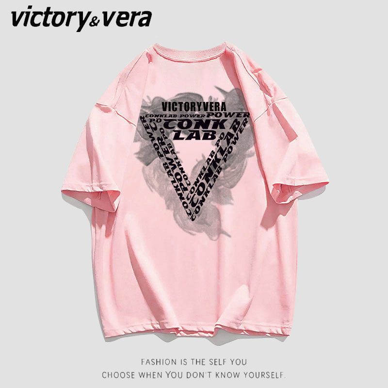 VICTORYVERA短袖t恤女2022夏季新款学生复古印花韩版宽松休闲上衣