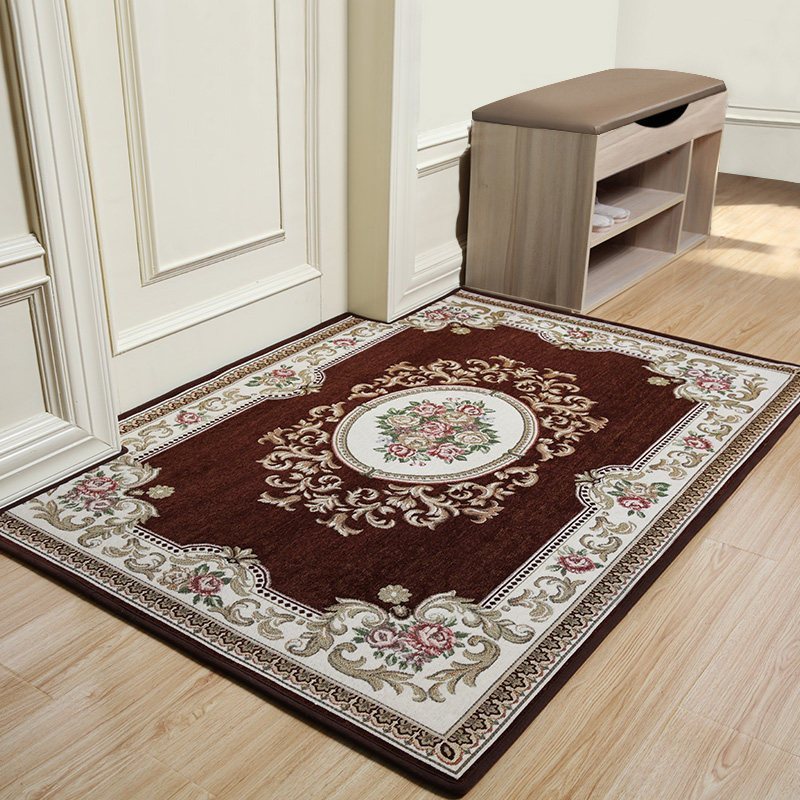 美帮汇地垫进家用防滑欧式入户垫子客厅卧室玄关定制脚垫口地毯垫 58咖啡色 90*140cm