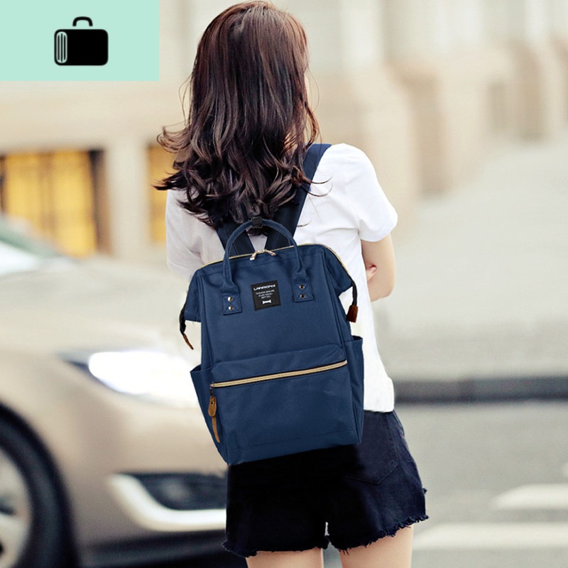 初中大学生双肩包女韩版小学生高中学生书包旅行妈咪ins母婴背包NEW LAKE C0003小号蓝色