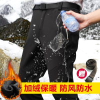 青盾 户外冲锋裤男女防泼水防风软壳抓绒滑雪长裤加绒加厚秋冬季保暖