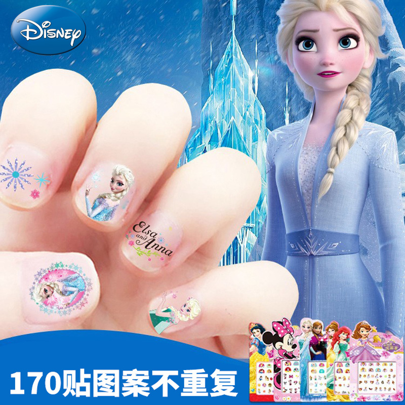 儿童小马宝莉冰雪奇缘防水指甲贴纸玩具爱莎公主卡通贴画美甲3750高清大图