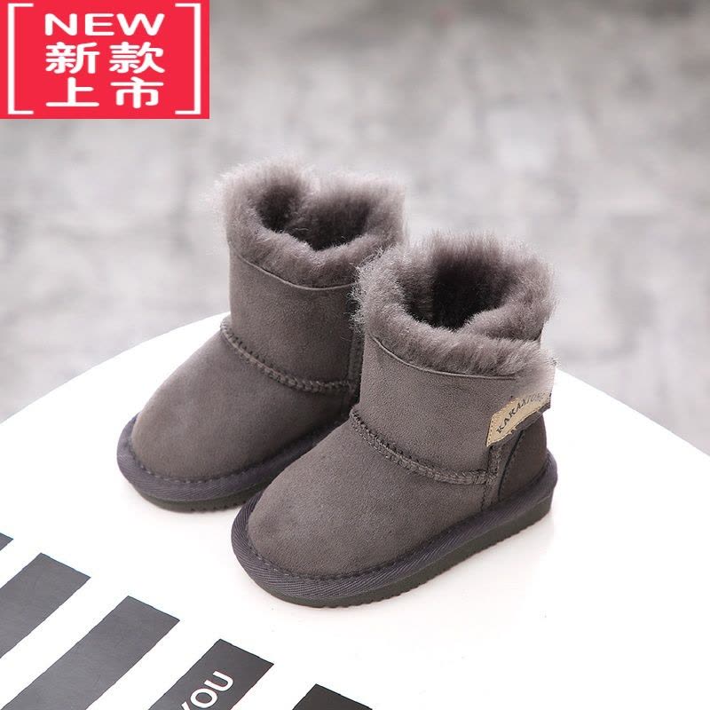 可莉允羊一体儿童雪地靴女童短靴子小童冬季男童棉鞋宝宝婴儿学步鞋图片