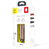 倍思车载充电器 智能车充 双USB 国产 一拖二点烟器车用充电器 12W2.4A一分二带USB车载配件 CCALL-DZ