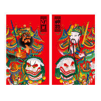 福人福地伴手礼门神门贴2025新款高档入户门秦叔宝一对新年装饰年画过年礼品 狻猊门神（20x33cm)