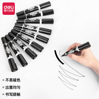 得力(deli)S555大双头记号笔10支 油性物流仓库箱子记号笔 加粗勾线笔 不褪色标记笔 快递笔 马克笔 光盘笔