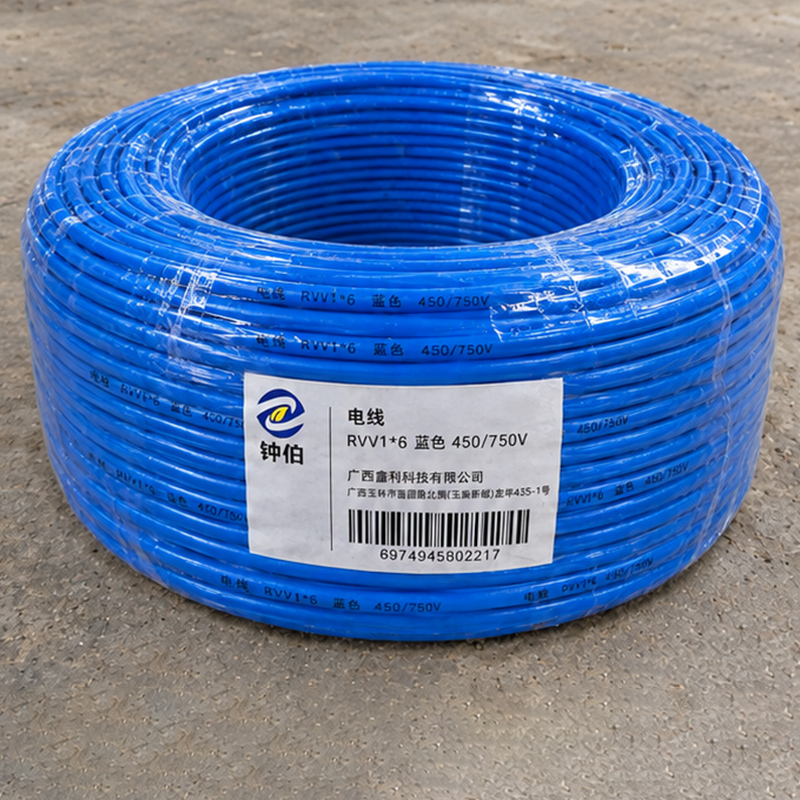 钟伯 电线 RVV1*6 蓝色 450/750V 米高清大图