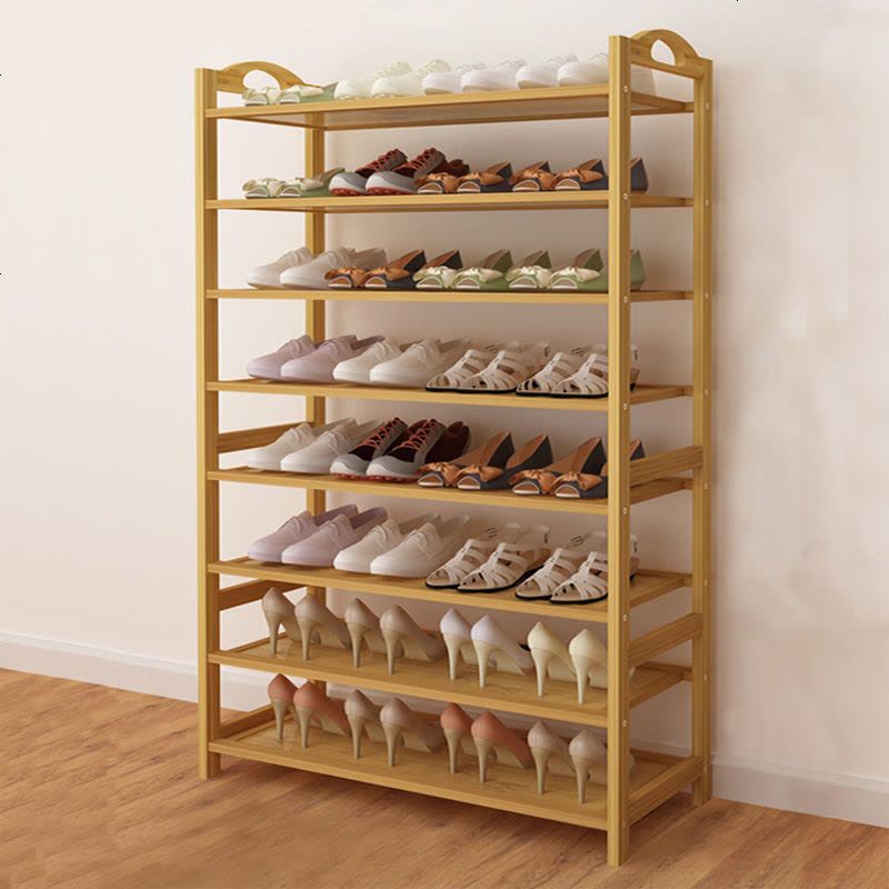 鞋架简易楠竹鞋架多层家用经济型实木省空间鞋柜组装宿舍口鞋架 [全板隔层]10层60长图片
