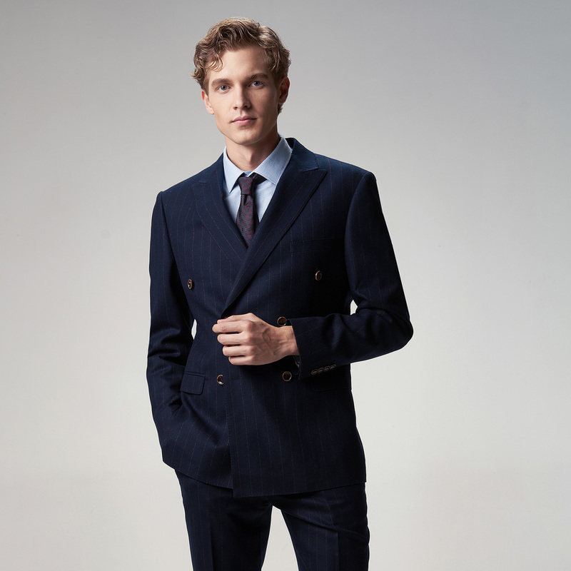 依文条纹西装男 秋冬新款西装男商务潮流礼服英伦风男装ea780022 参数