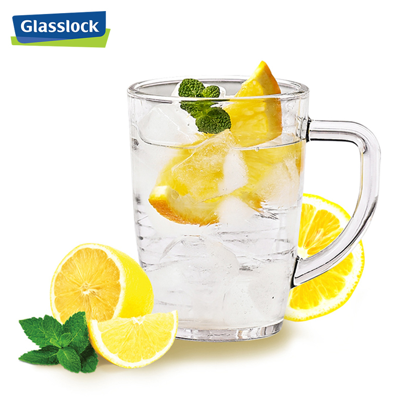 三光云彩(GLASSLOCK)韩国进口钢化玻璃水杯马克杯带把手加厚耐摔透明杯子RM403茶杯牛奶杯耐高温杯子350ml