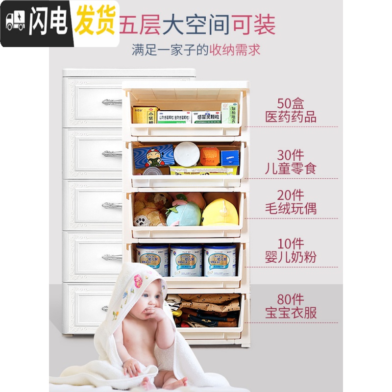 三维工匠36/40cm欧式夹缝抽屉式收纳柜子窄厨房储物收纳盒塑料床头置物架高清大图