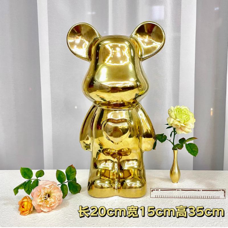 陶瓷轻奢暴力熊摆件可存钱 20×15×35cm (银 金 白 蓝 粉 颜色需备注)高清大图