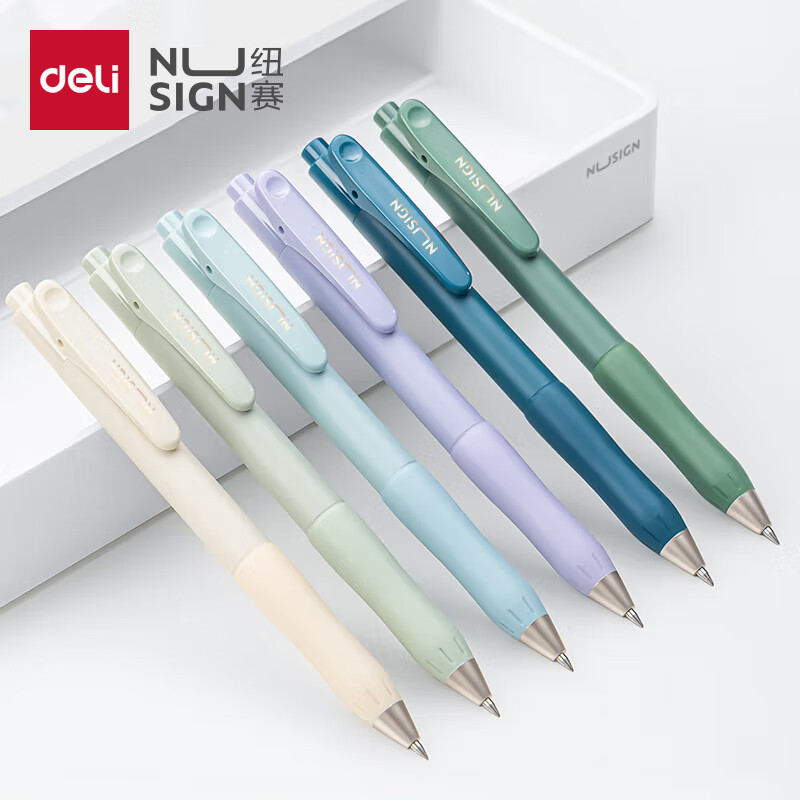 得力(deli) 按动中性笔 顺滑签字笔 臻顺滑笔芯 0.5mm 12支装 NS576