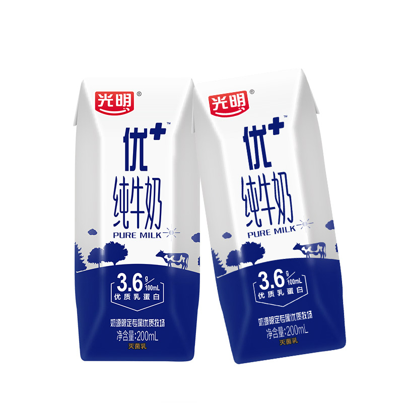 光明牌优+钻石装纯牛奶礼盒200ml*12