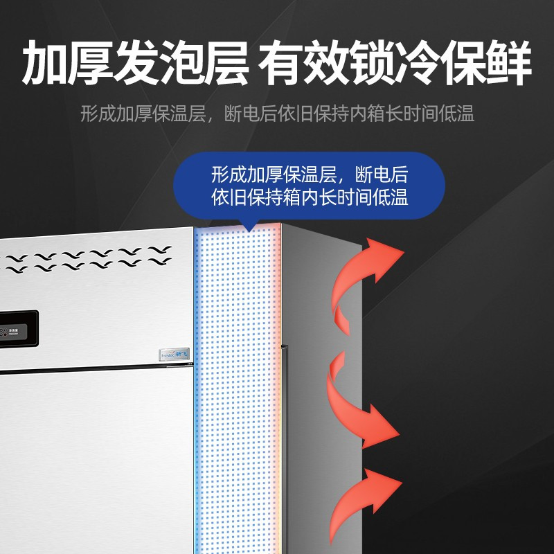 新飞(Frestec)四门冰箱冰柜商用不锈钢立式厨房冷冻冷藏双温餐饮后厨冷柜 上冷藏 CRF-900M2SCEHS