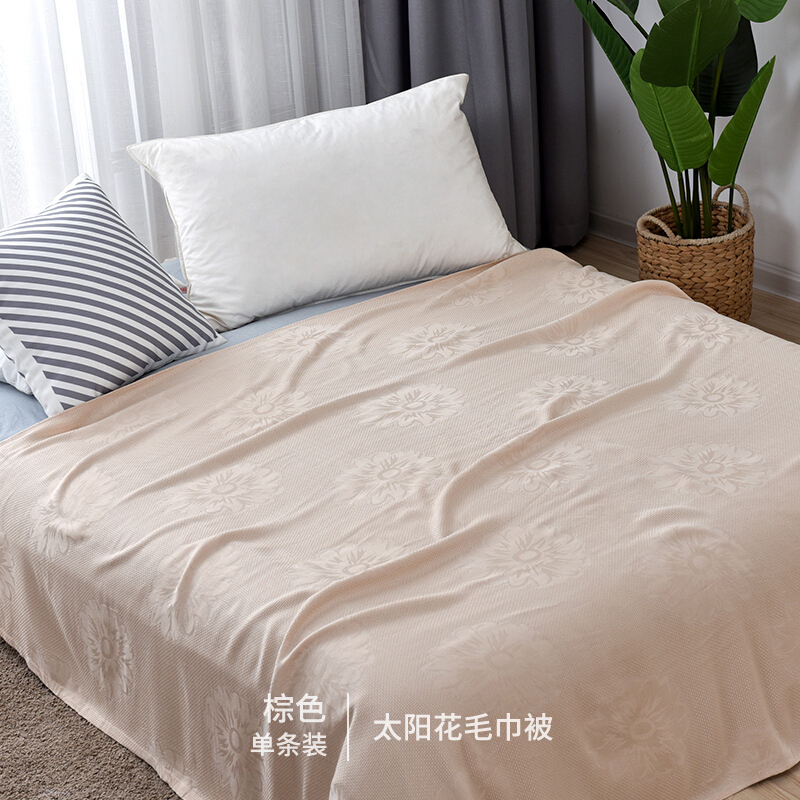 恩毛毛雨竹浆竹纤维毛巾被凉爽夏季盖的薄单子单人双人夏凉婴儿盖毯太阳花棕