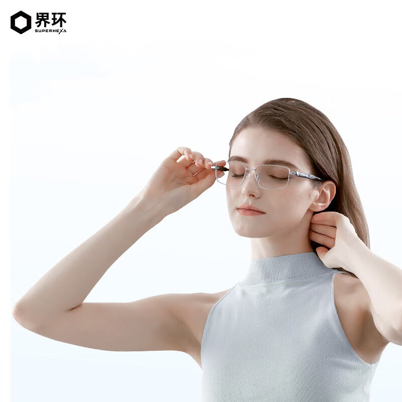 界环 AI音频智能眼镜非AR实时翻译眼镜 金属方框款 星辰银高清大图