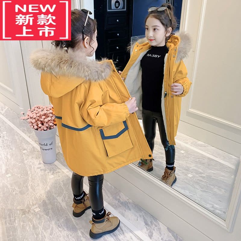 可莉允女童棉服冬季2022年新款加绒加厚羽绒棉袄儿童派克服冬装外套童装图片