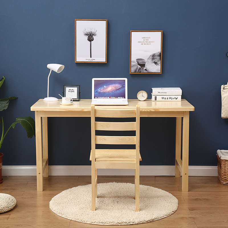 实木书桌家用电脑桌学生培训桌椅组合辅导班学习写字台小桌子80cm欧因