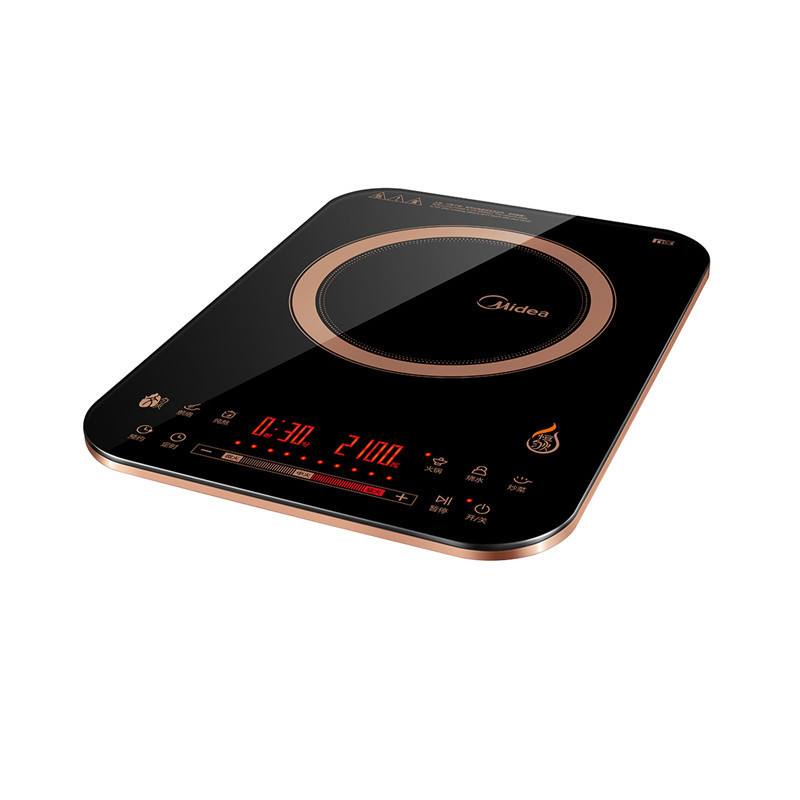 Midea/美的 RH2153 电磁炉 智能 超薄 恒匀火 静音 触摸屏 汤锅炒锅 滑动触控 黑晶面板7档调节