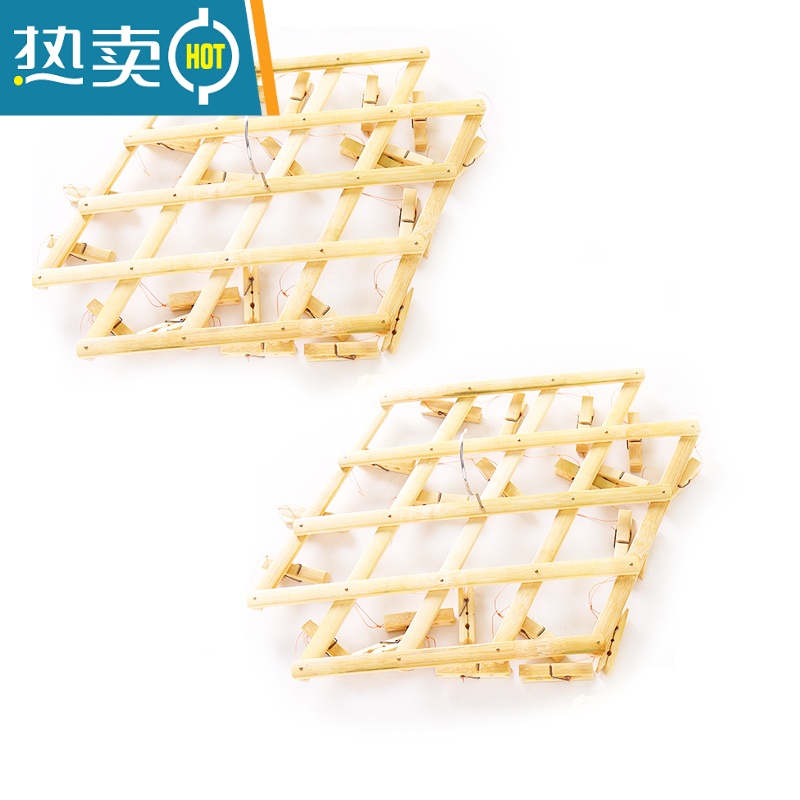 敬平竹子裤架衣架多夹子裤夹衣夹竹夹子晒袜子内衣架多夹子竹木晾衣架 22夹可伸缩2套装 1个