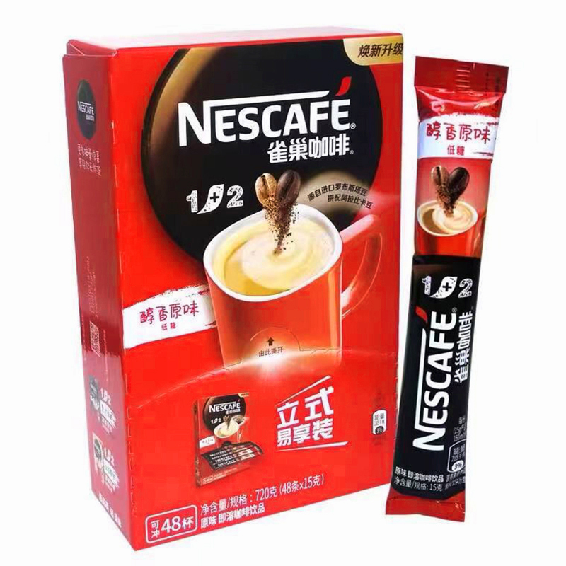 雀巢咖啡NESCAFE1+2原味速溶三合一咖啡48条盒装冲调饮品720g
